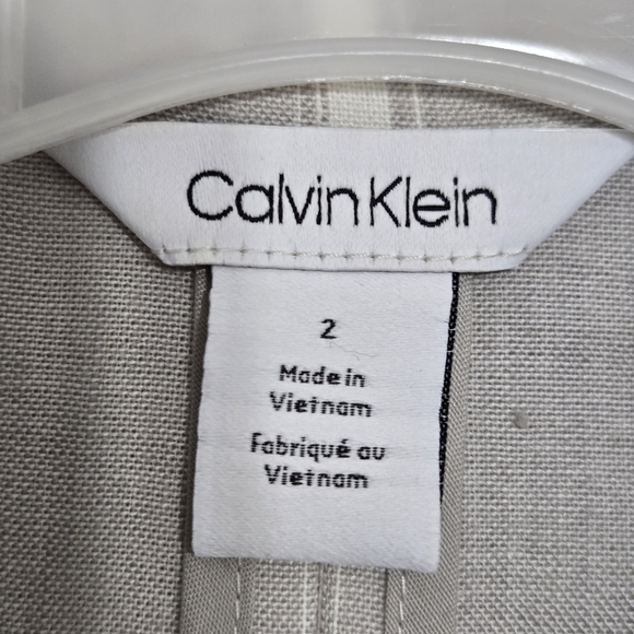 Calvin Klein Women's Light Striped Linen Blazer Size 2 beige and white - Picture 8 of 10